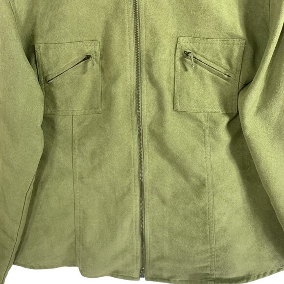 faux suede women's short utility jacket olive green Reitmans size xl - Picture 11 of 12